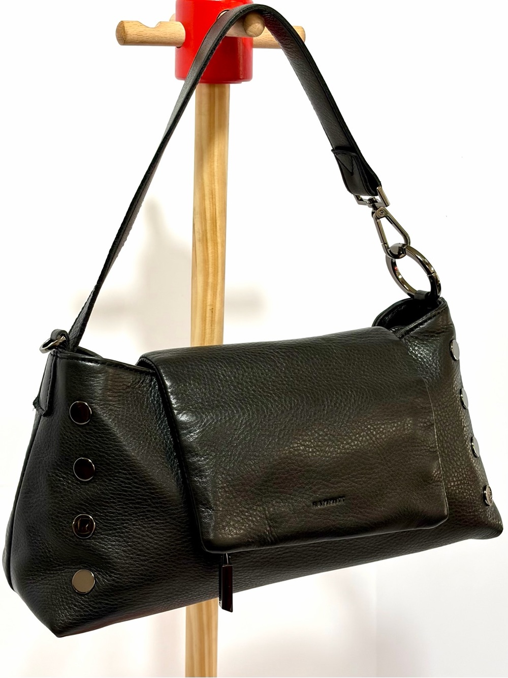 Hammitt VIP Satchel In Black Leather With Gunmetal Hardware EUC - Picture 3 of 14